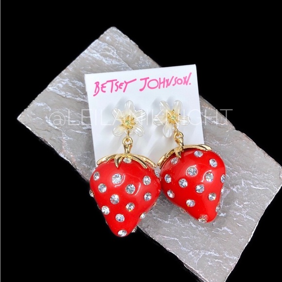 Betsey Johnson Berrylicious Strawberry Drop Earrings - Picture 9 of 16